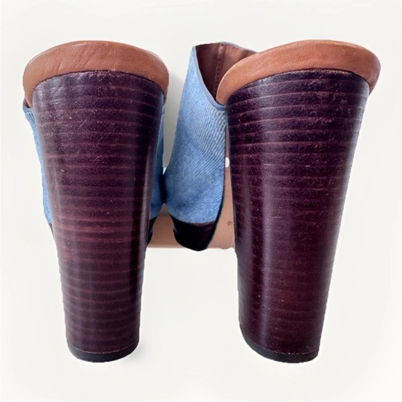 SEE BY CHLOE Clog Blue Denim Platform Slip On Mule Heel Sandals Size 39.5 - Picture 6 of 10